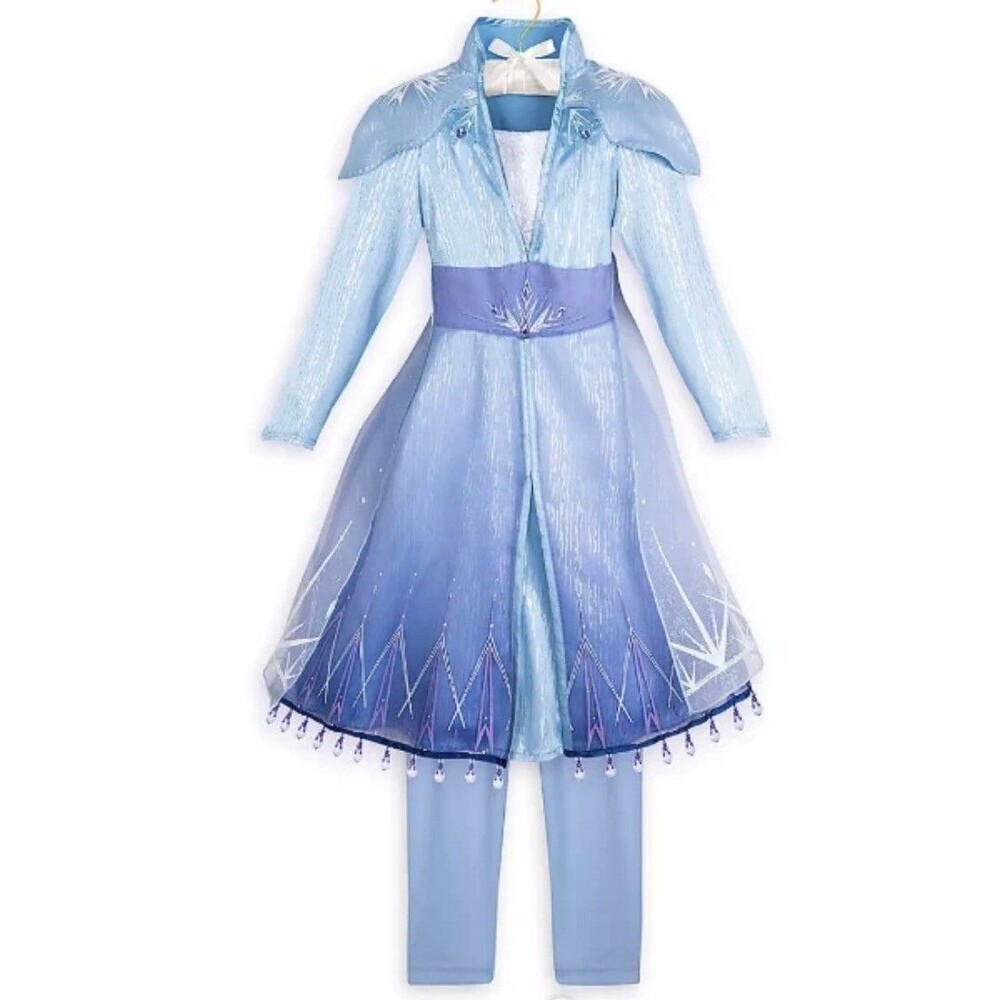 Disney Store Girls Frozen 2 Princess Elsa Traveling Outfit Blue Costume 9/10